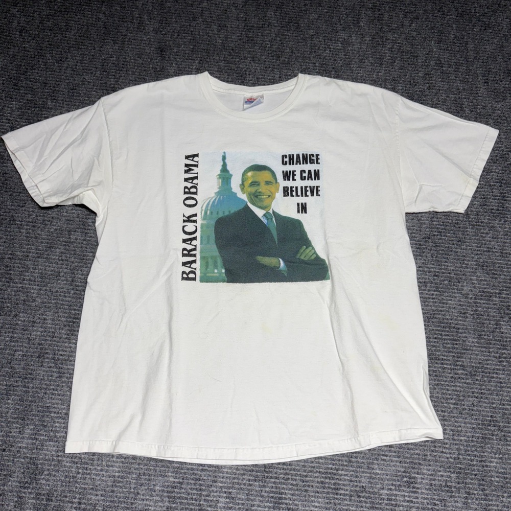 Barack Obama Change We Can Believe In T Shirt Mens‎ XL White Hanes Heavyweight